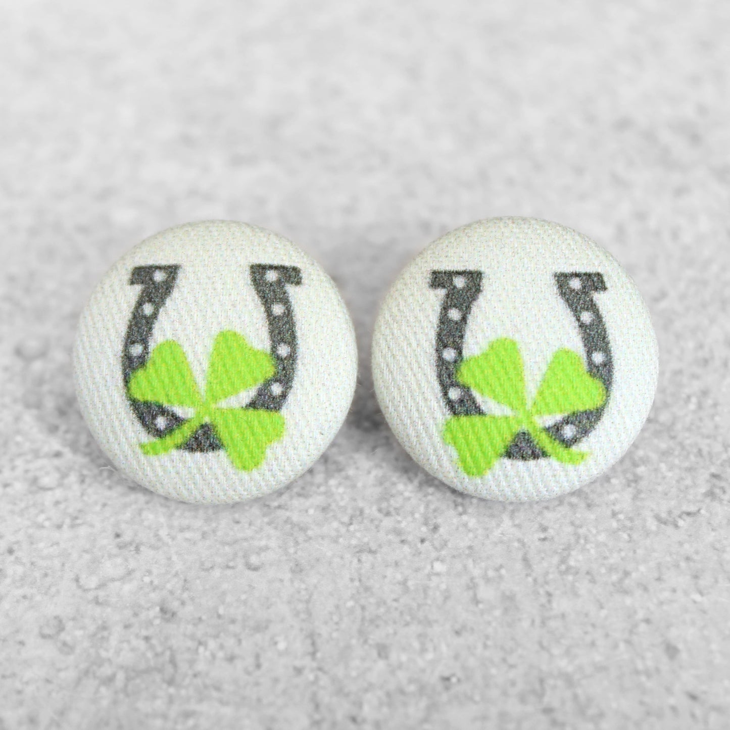 Lucky Horseshoes Fabric button Stud EarringsPink tiful of LOVE