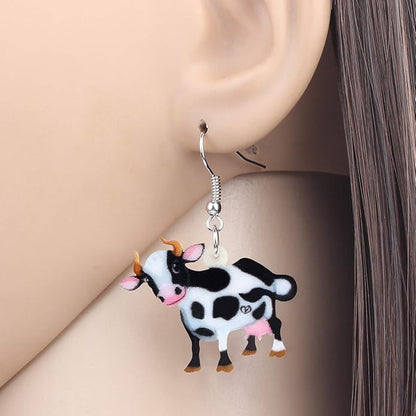 Acrylic Daisy Cow Wire Earrings