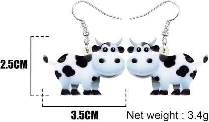 Acrylic Dairy Cow Wire Earrings