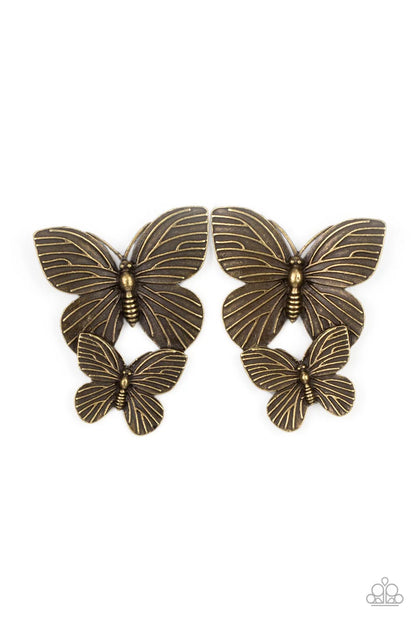 Brass Butterflies  Stud Earrings