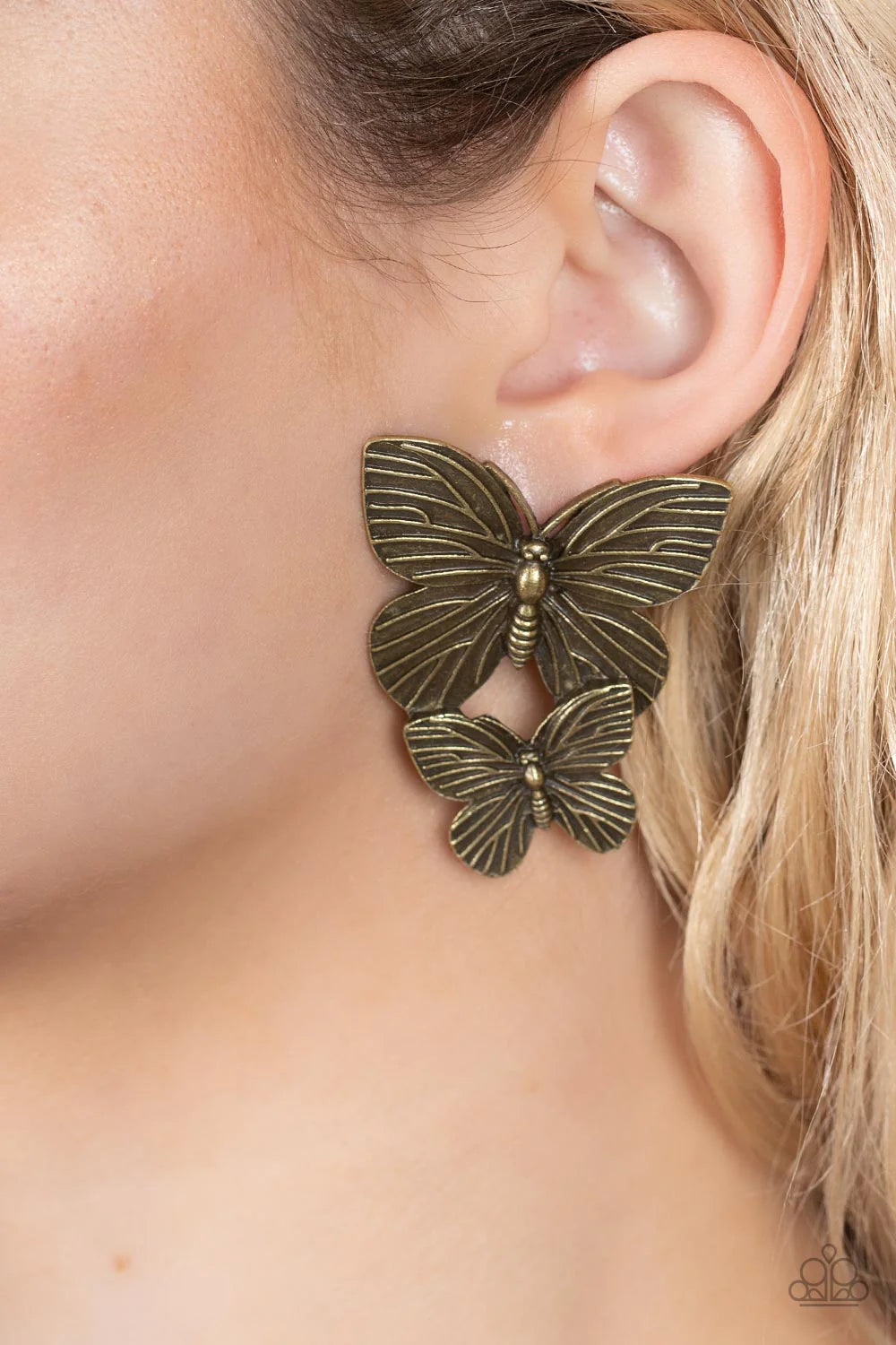 Brass Butterflies  Stud Earrings