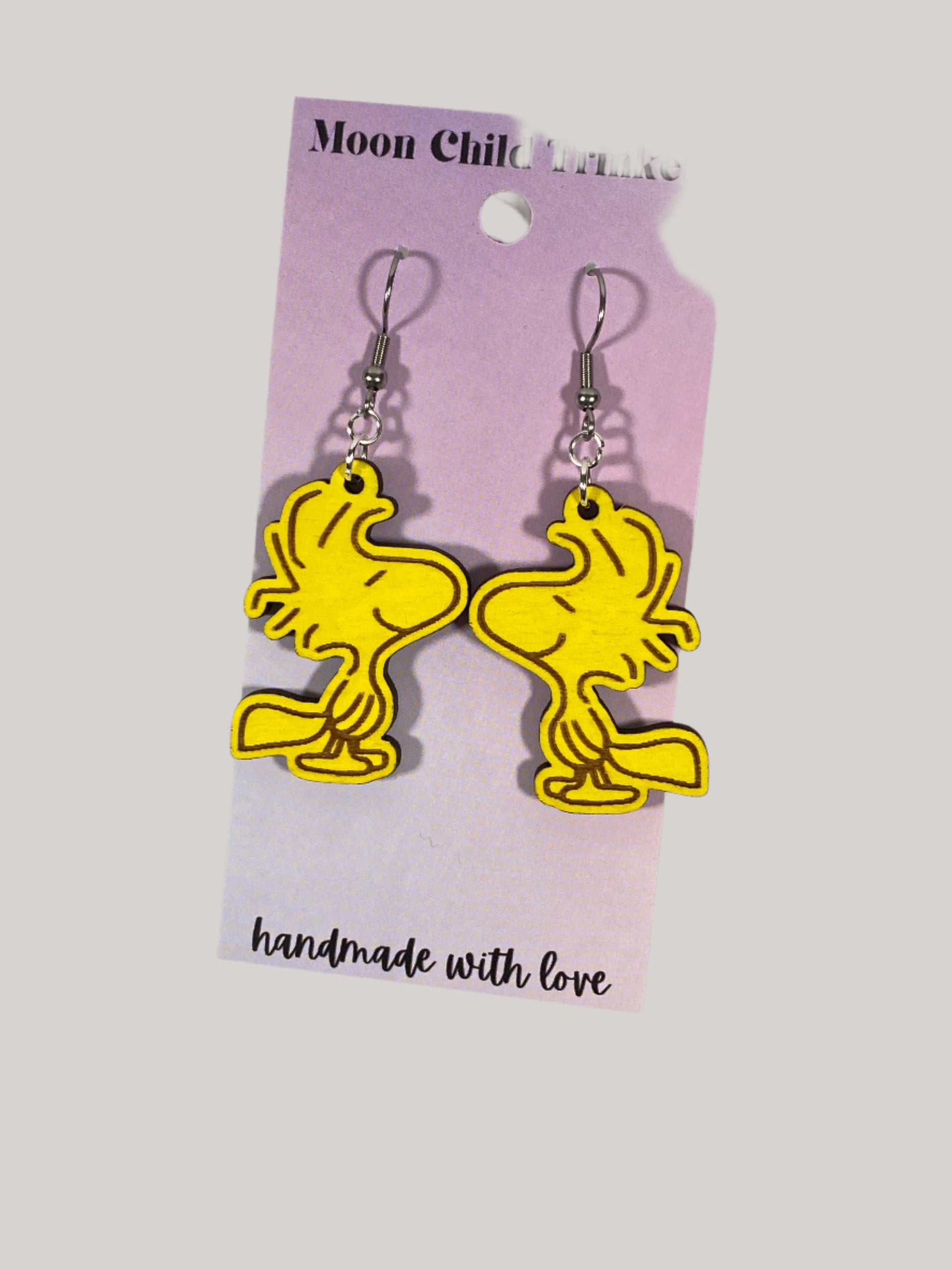 Woodstock Hand Painted Wooden Wire EarringsPink tiful of LOVE