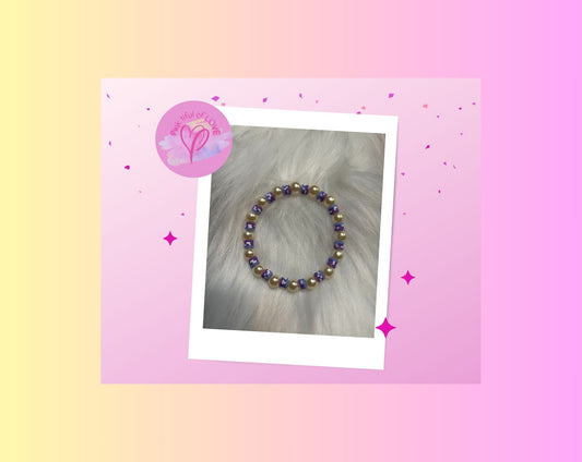 Pearl &amp; Purple Clay Beaded Stretch BraceletPink tiful of LOVE