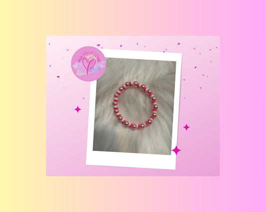 Pink Pearl &amp; Pink Clay Beaded Stretch BraceletPink tiful of LOVE