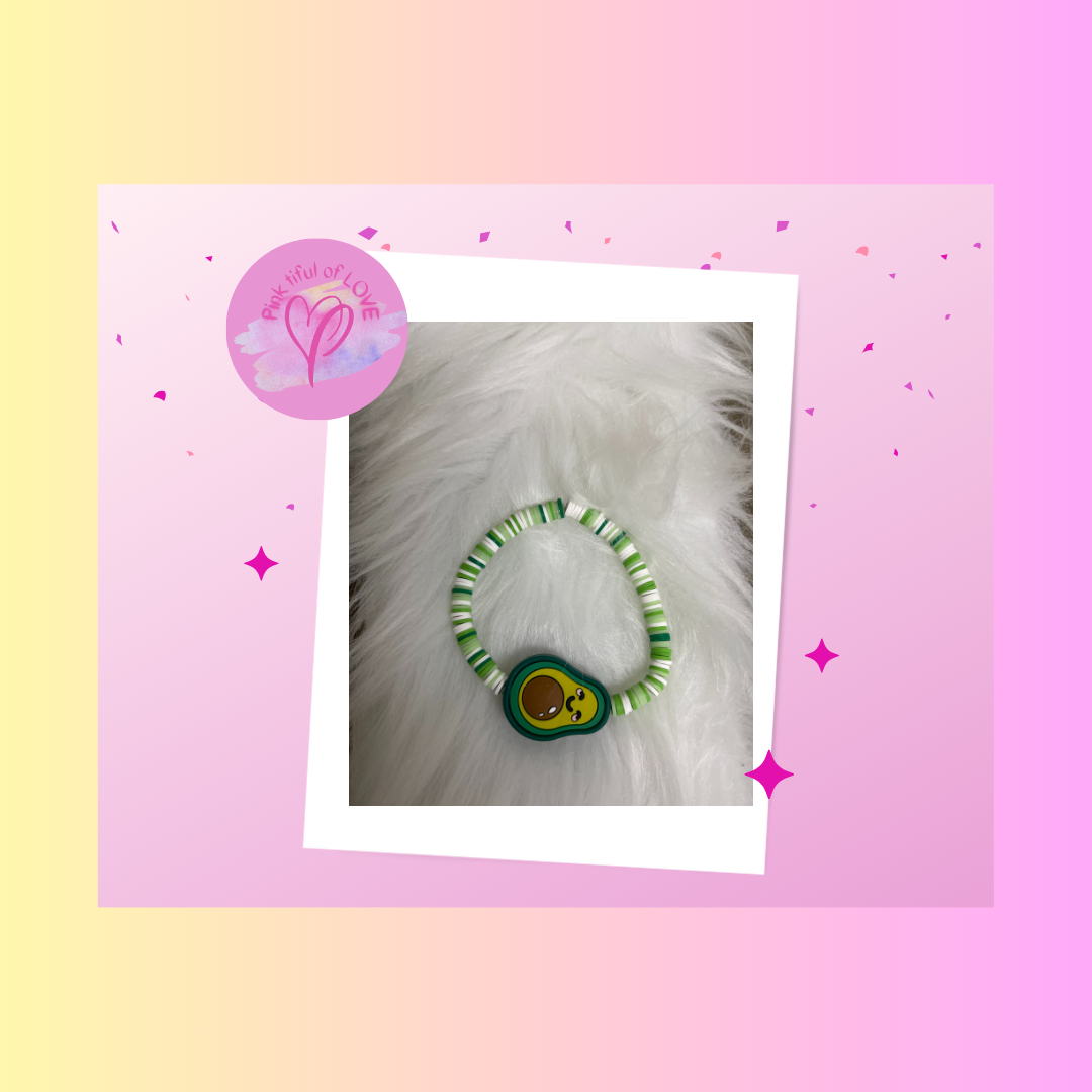 Smiling Avocado Clay Beaded Stretch BraceletPink tiful of LOVE