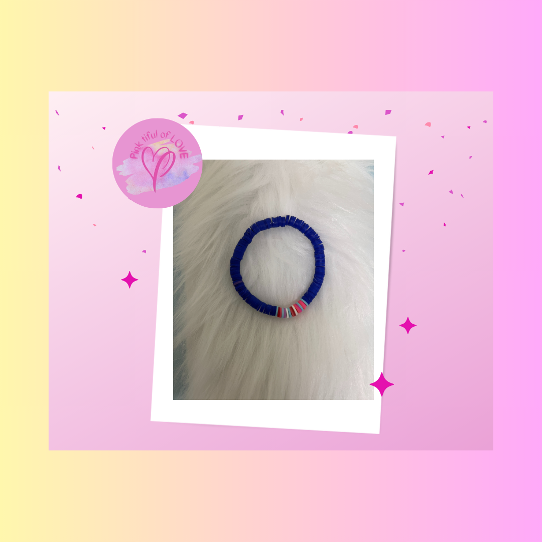 Dark Blue Clay Beaded Stretch BraceletPink tiful of LOVE