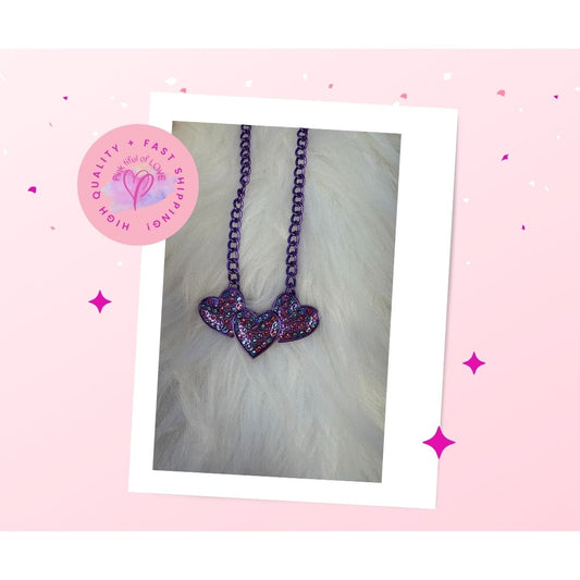 Purple 3 Heart Necklace