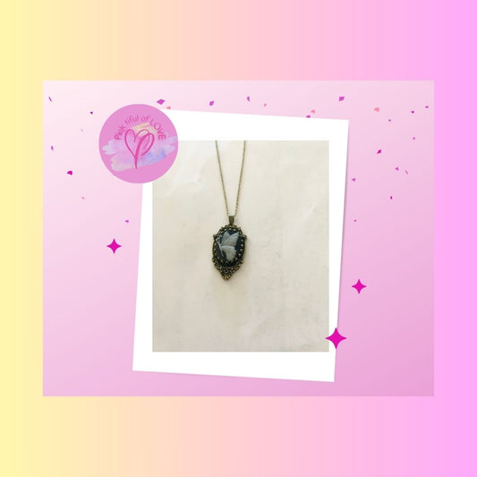 Butterfly Cameo pendant on a bronze Chain NecklacePink tiful of LOVE