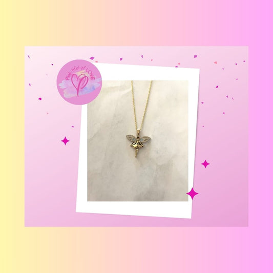 Fariy pendant on a gold Chain NecklacePink tiful of LOVE