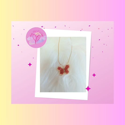 Butterfly pendant on a gold Chain NecklacePink tiful of LOVE