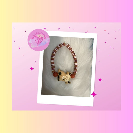 Highland Cow-Tan  Clay Beaded Stretch BraceletPink tiful of LOVE