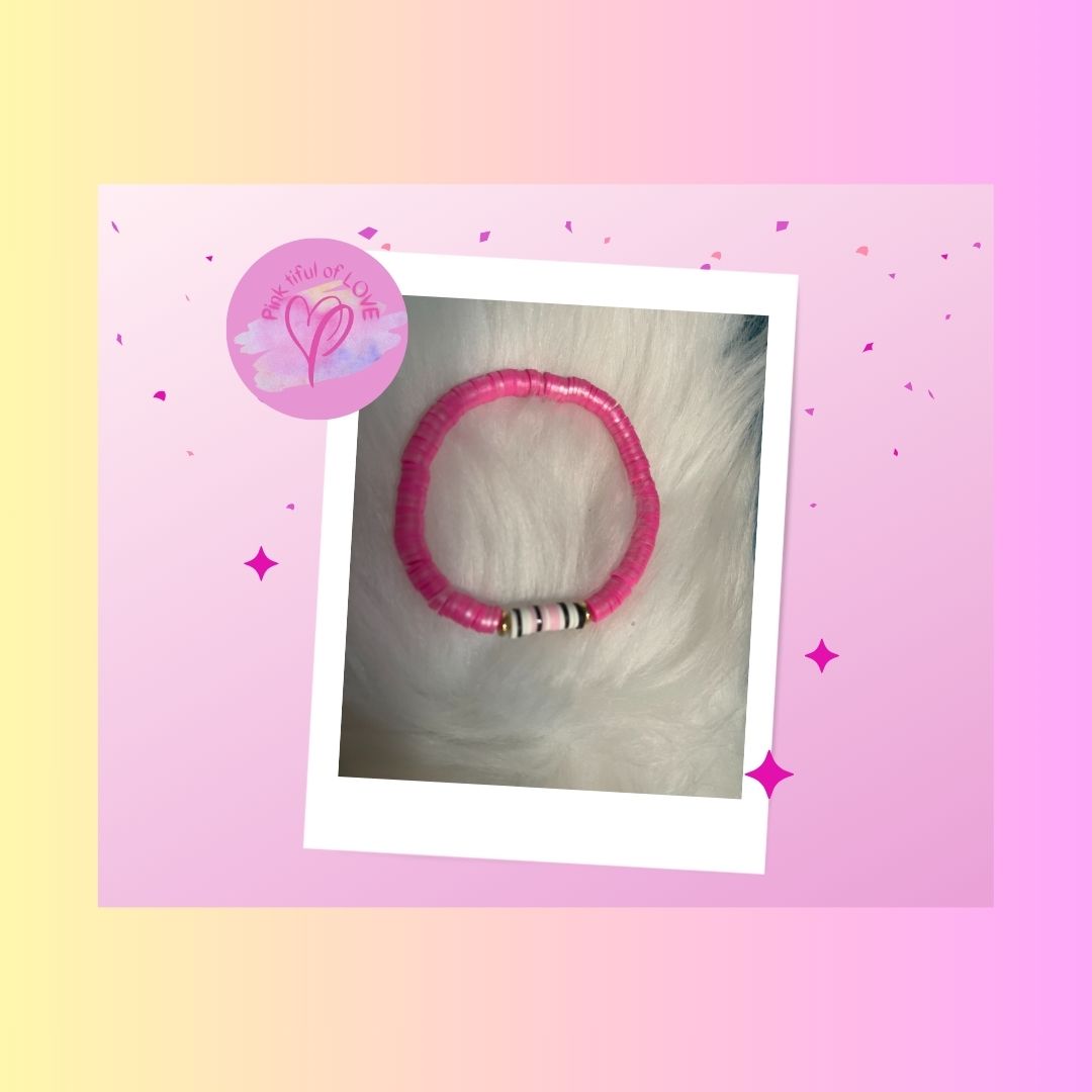 Hot Pink Clay Beaded Stretch BraceletPink tiful of LOVE