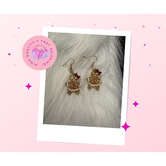 Glitter Gingerbread Lady Wire  Earrings (Copy)Pink tiful of LOVE