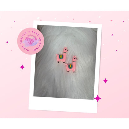 Pink Llama Stud Earrings