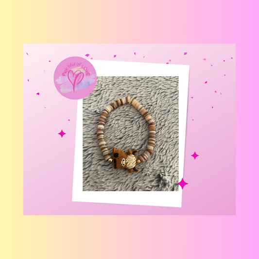 Highland Cow-Brown Ivory Shell Beaded Stretch BraceletPink tiful of LOVE