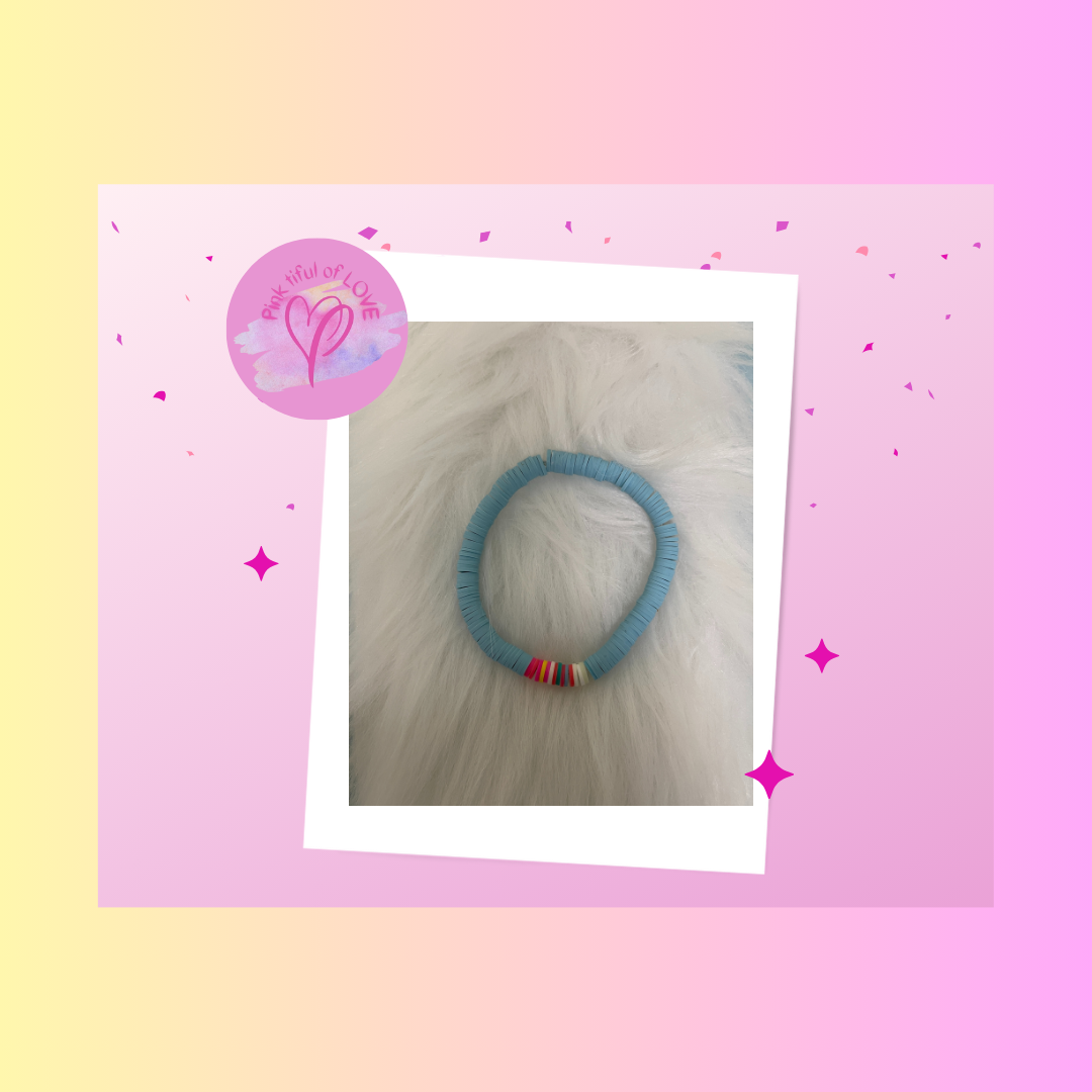 Light Blue Clay Beaded Stretch BraceletPink tiful of LOVE