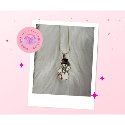 Snowman Pendant on a Gold Chain NecklacePink tiful of LOVE