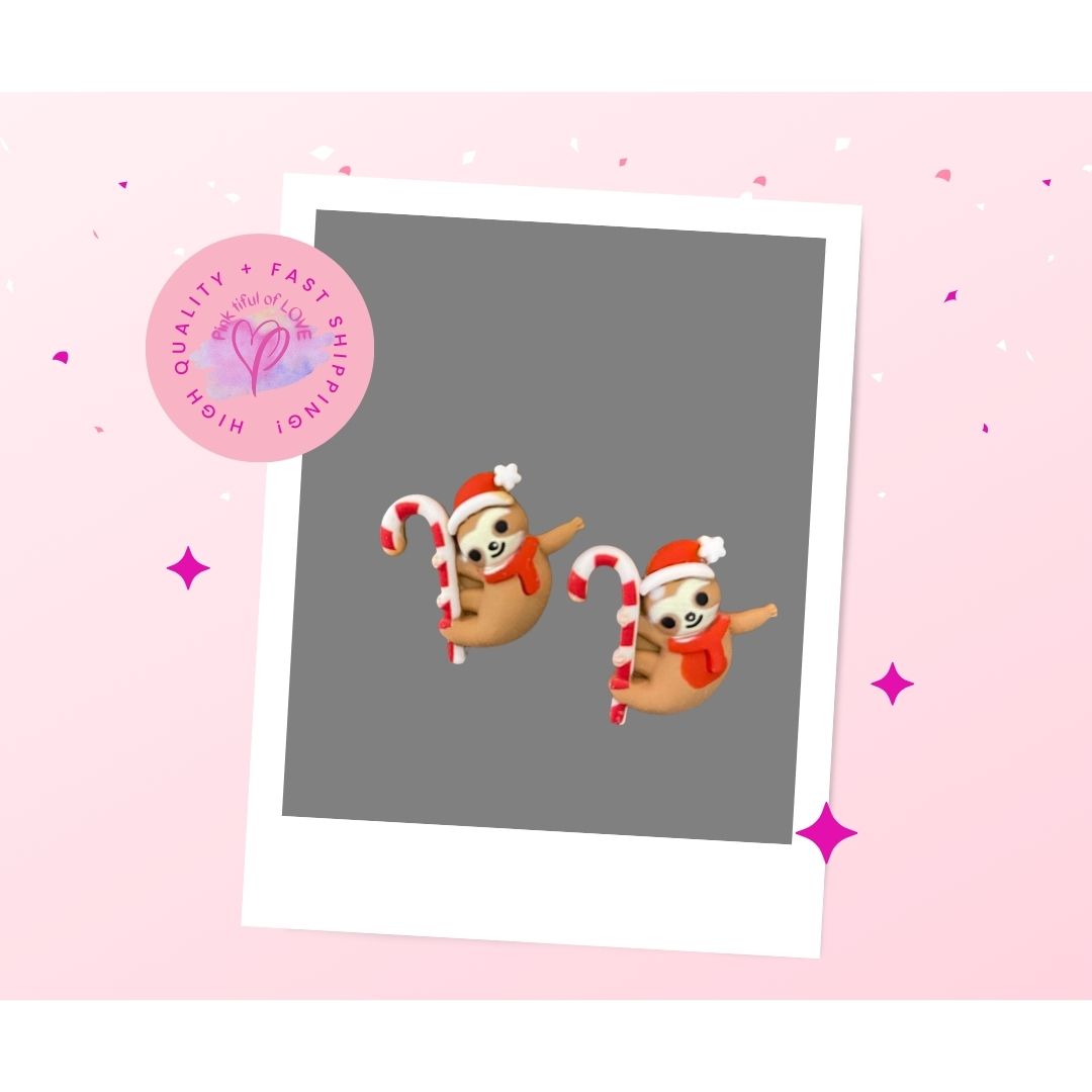 A Wonderful life-Sloth2 Christmas Stud EarringsPink tiful of LOVE