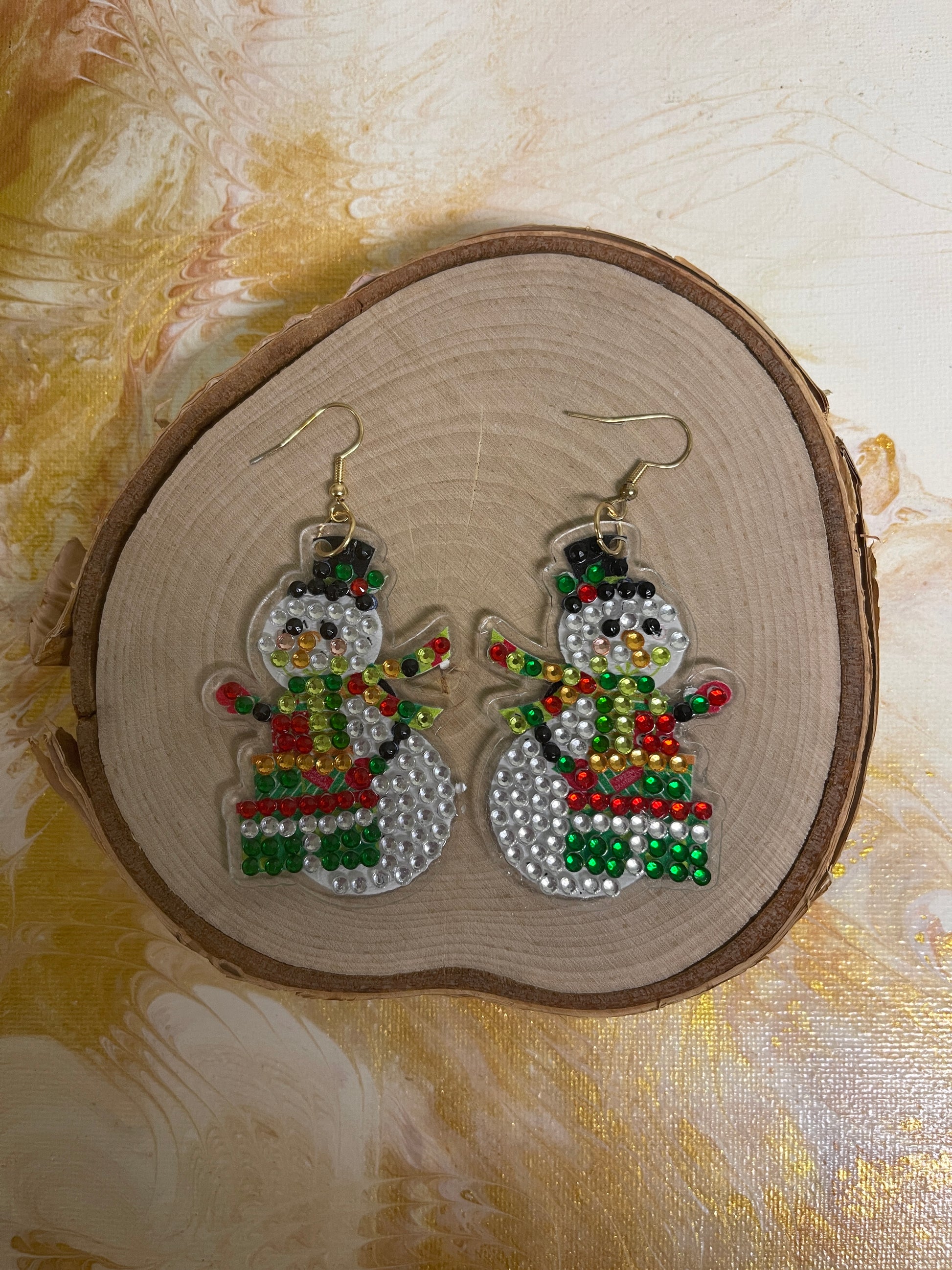 Christmas Earrings- Diamond Painting Snowman Wire Earrings-27Pink tiful of LOVE