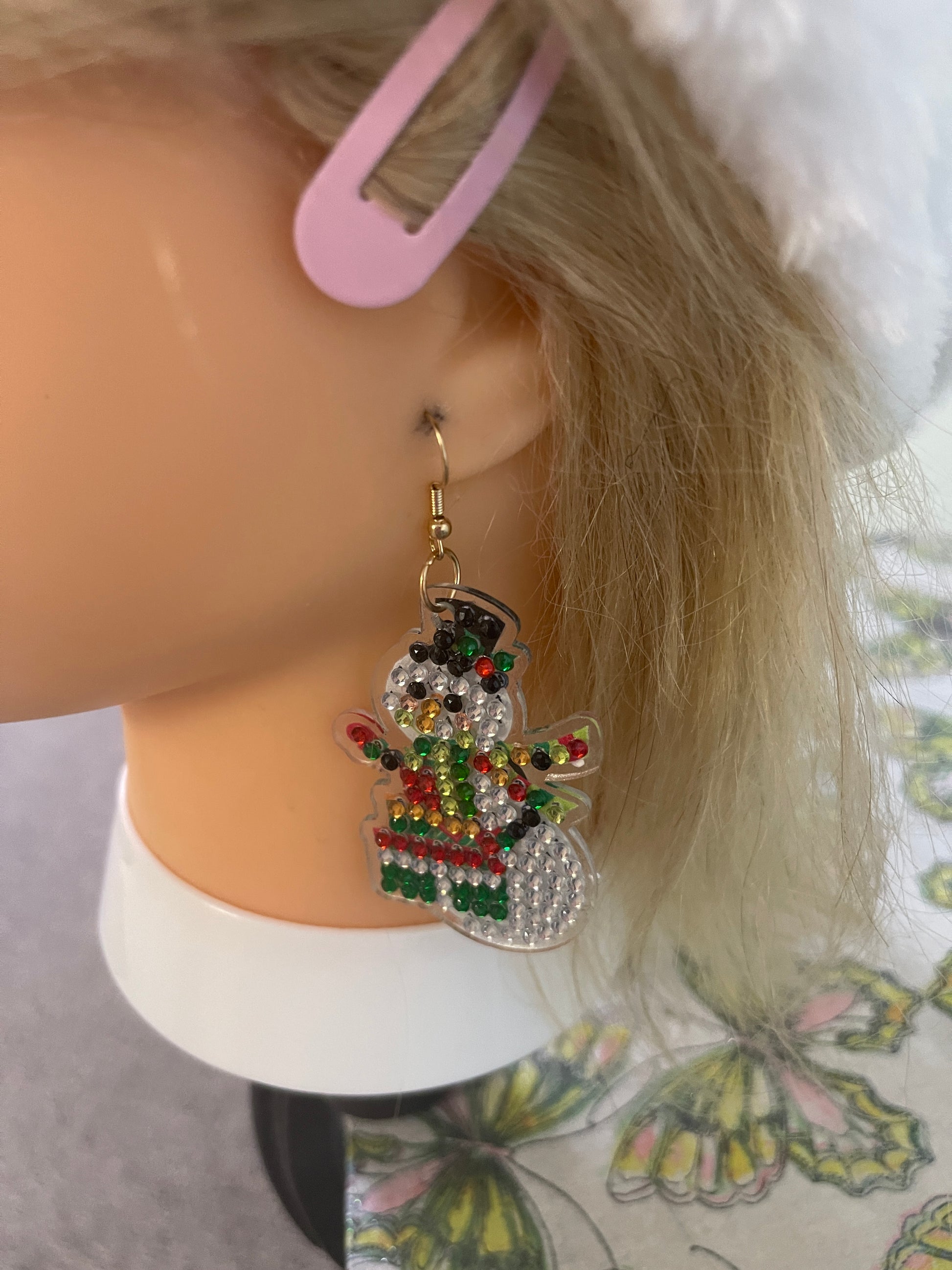 Christmas Earrings- Diamond Painting Snowman Wire Earrings-27Pink tiful of LOVE