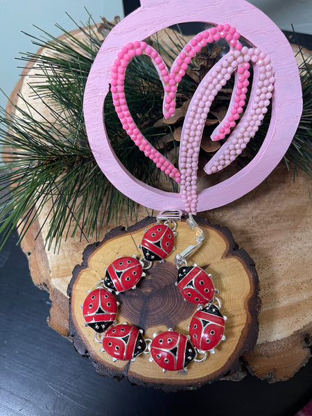 Ladybug Bracelet Women's Enamel Red Magnetic Symbolizes Good Luck