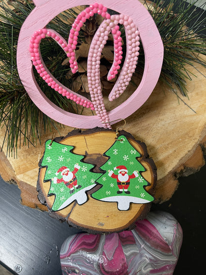 Christmas Tree Santa Wire EarringsPink tiful of LOVE