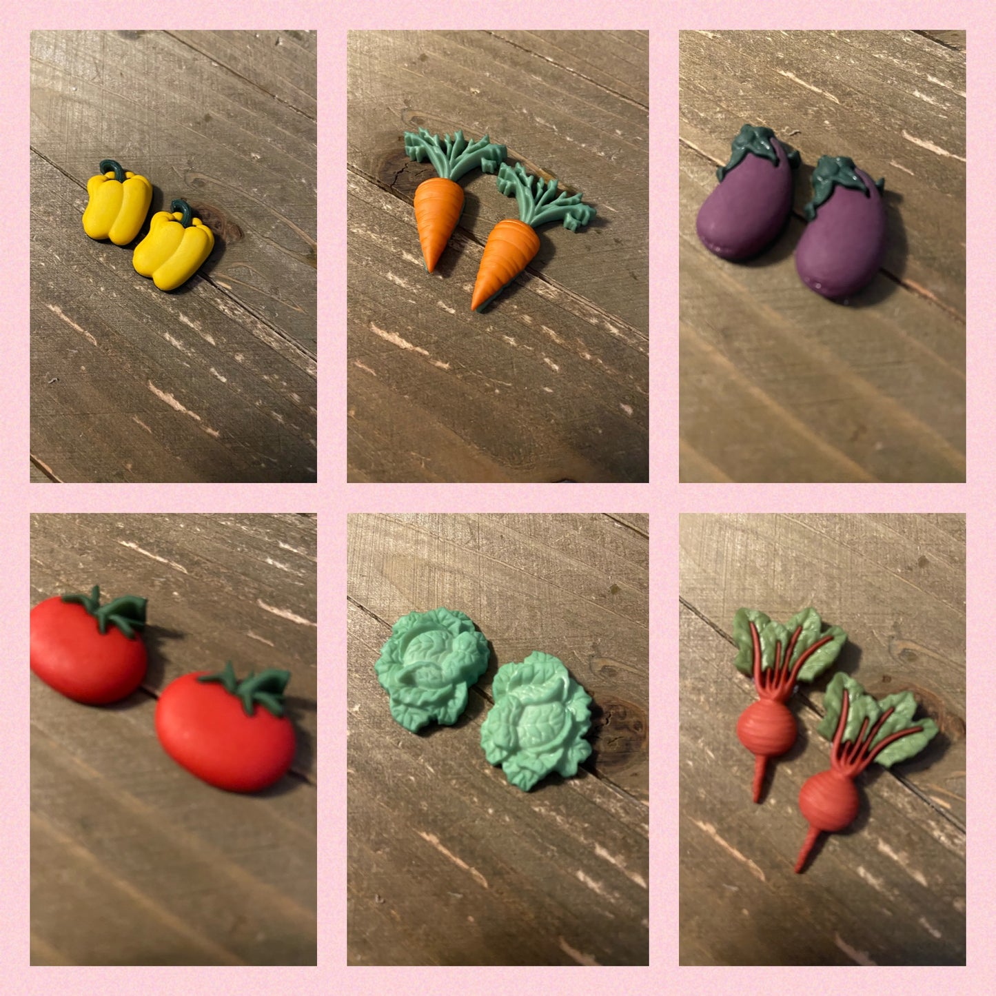 Fresh Produce Collection Post Earrings (6 vegetables to choose from)Pink tiful of LOVE