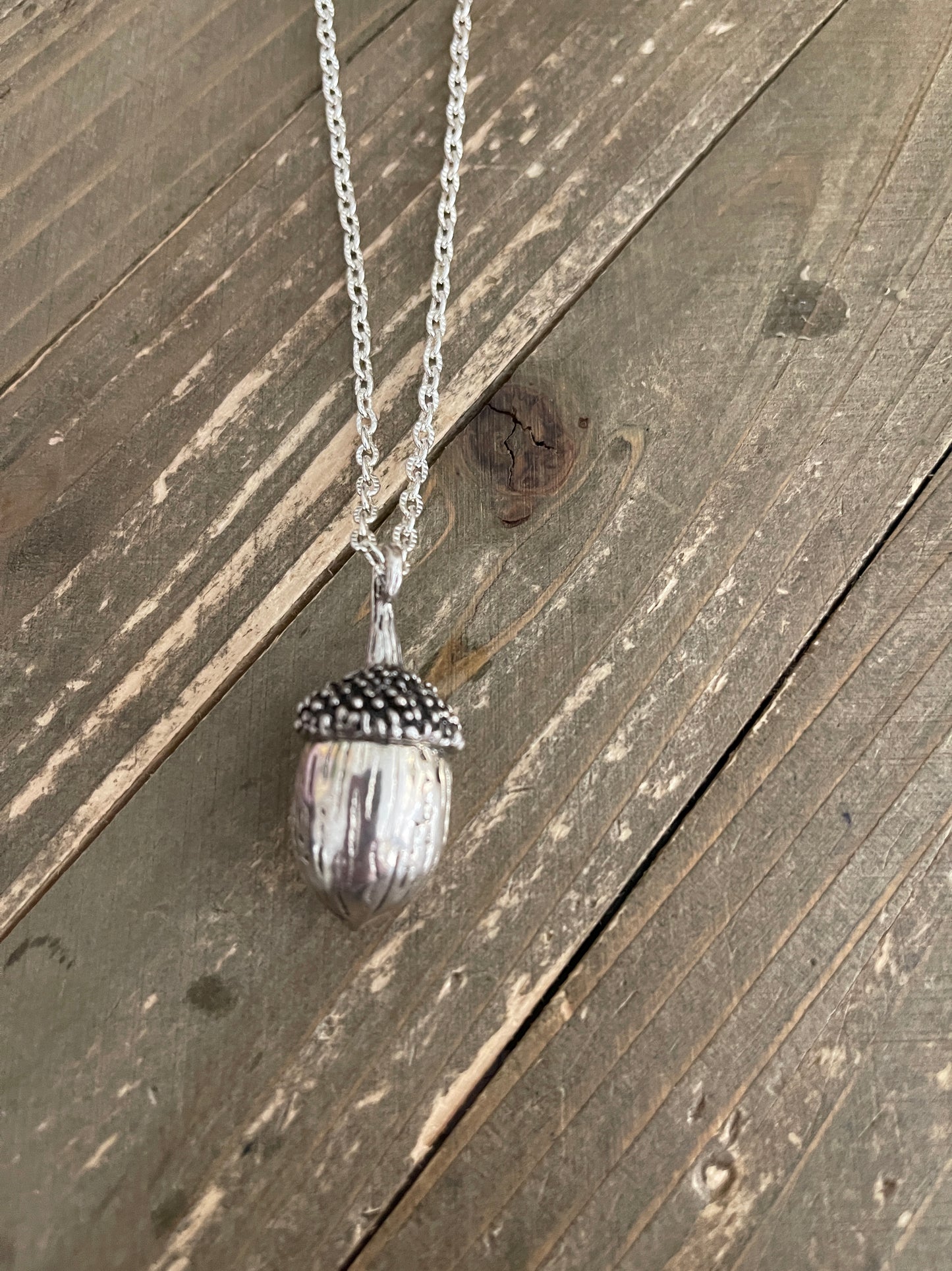 Silver Acorn Pendant on a Silver chain NecklacePink tiful of LOVE