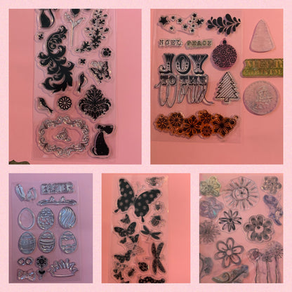 CLEAR STAMPS Lot for Cardmaking or ScrapbookingPink tiful of LOVE