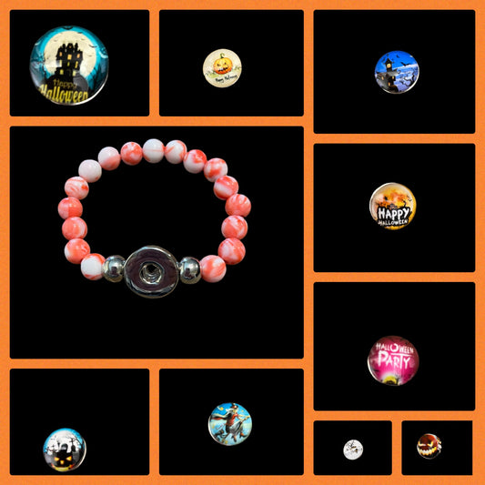 Happy Halloween GINGER SNAP Lot  (Snap Bracelet &amp; 9 halloween snaps)Pink tiful of LOVE