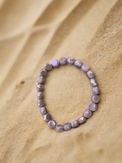 Purple faceted Marbled Faux Stone beaded Stretch braceletPink tiful of LOVE