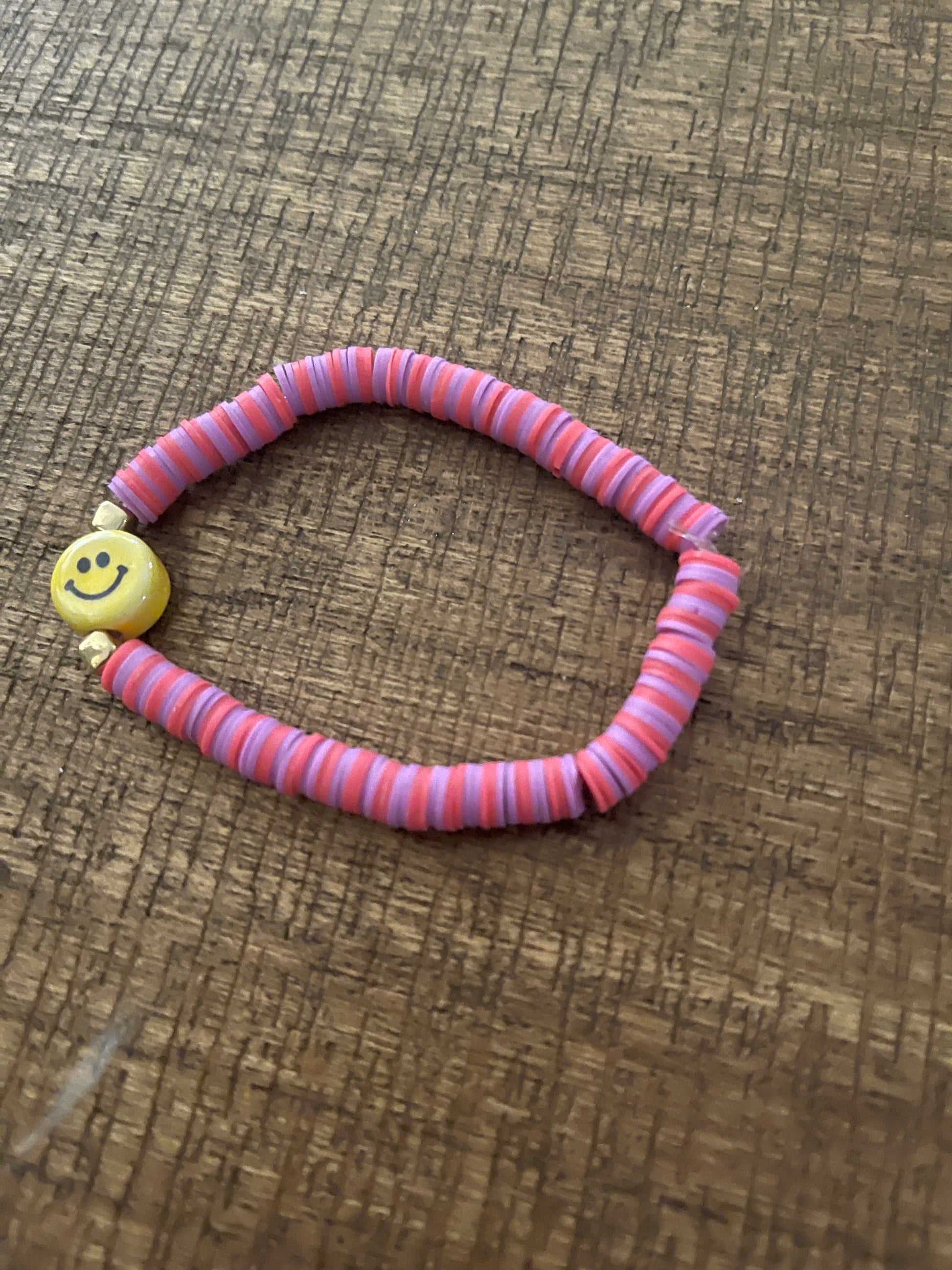 Smiley Face Clay Beaded Stretch Bracelets (3 to choose from)Pink tiful of LOVE