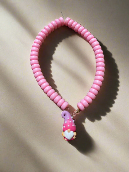 Pink Gnome and Clay Beaded Stretch BraceletPink tiful of LOVE