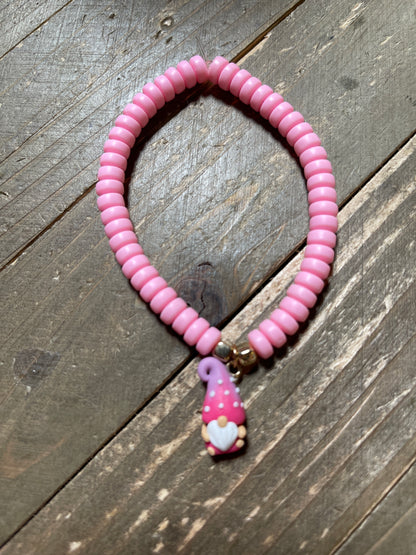 Pink Gnome and Clay Beaded Stretch BraceletPink tiful of LOVE