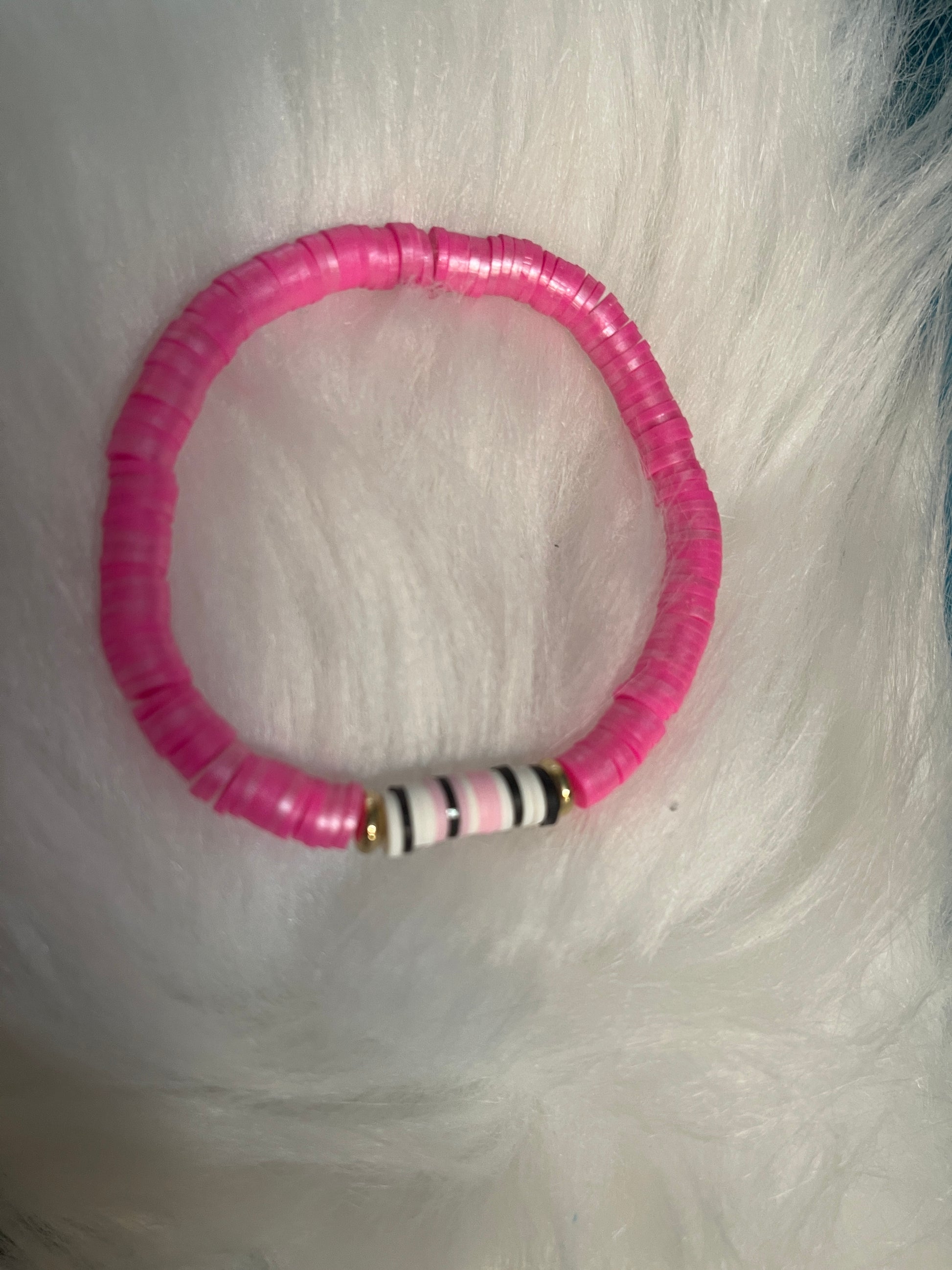 Hot Pink Clay Beaded Stretch BraceletPink tiful of LOVE