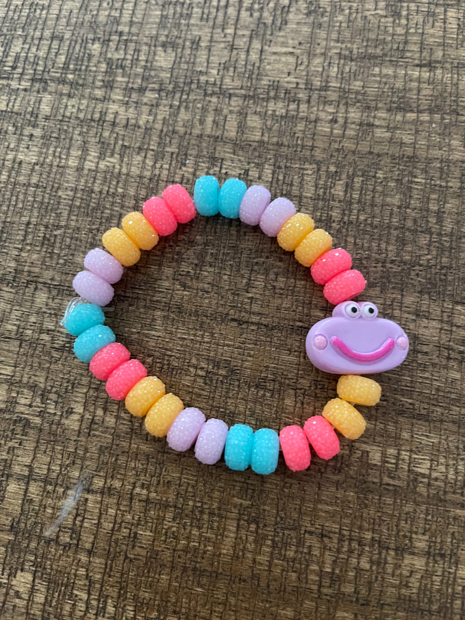 Purple Smiling Frog Multi colored Glitter Acrylic Beaded Stretch BraceletPink tiful of LOVE