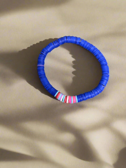 Dark Blue Clay Beaded Stretch BraceletPink tiful of LOVE