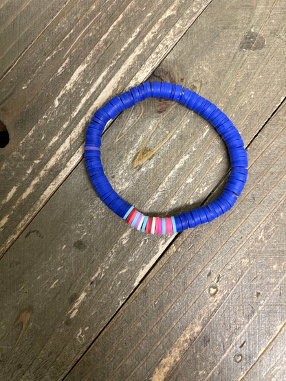 Dark Blue Clay Beaded Stretch BraceletPink tiful of LOVE