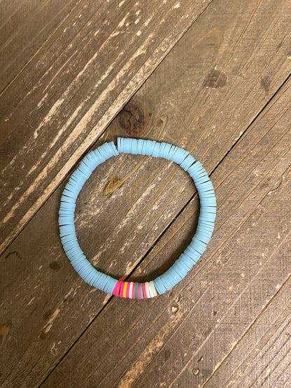 Light Blue Clay Beaded Stretch BraceletPink tiful of LOVE