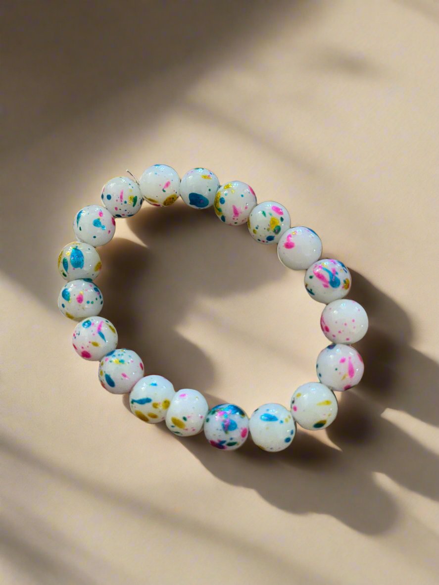 Splatter Glass Beaded Elastic/Stretch BraceletPink tiful of LOVE