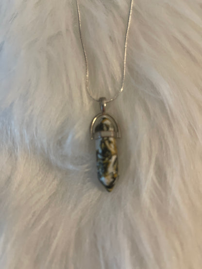 Picture Jasper Dagger Pendant on a Silver chain NecklacePink tiful of LOVE