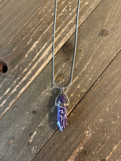 Amethyst Quartz Dagger Pendant on a Silver chain NecklacePink tiful of LOVE