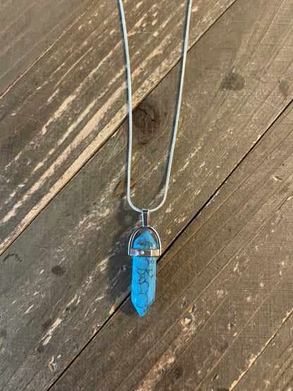 Turquoise Howlite Dagger Pendant on a Silver chain NecklacePink tiful of LOVE