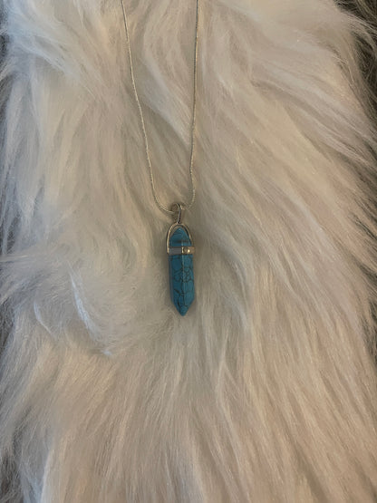 Turquoise Howlite Dagger Pendant on a Silver chain NecklacePink tiful of LOVE