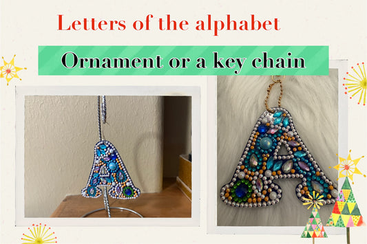 Diamond ART Letters of the  Alphabet Key chain or OrnamentsPink tiful of LOVE