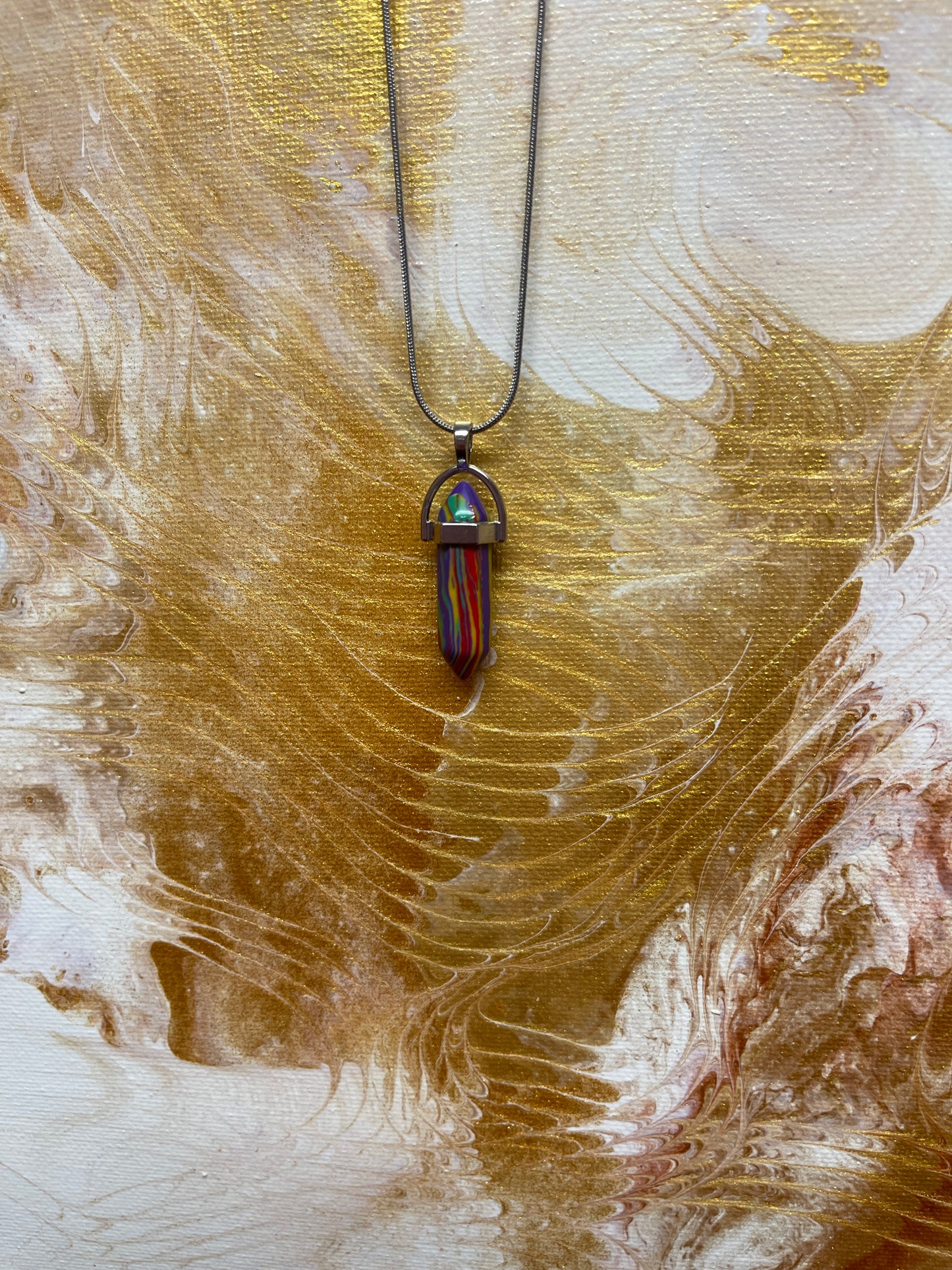 Multi-color Stone DaggerPendant on a Silver chain NecklacePink tiful of LOVE