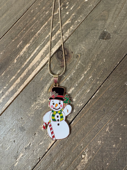 Snowman Pendant on a Gold Chain NecklacePink tiful of LOVE