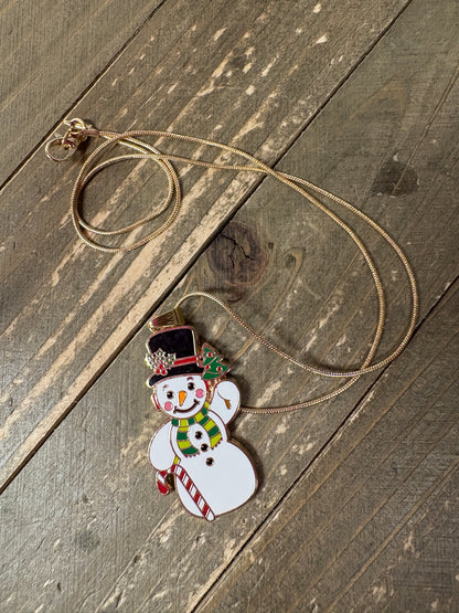 Snowman Pendant on a Gold Chain NecklacePink tiful of LOVE