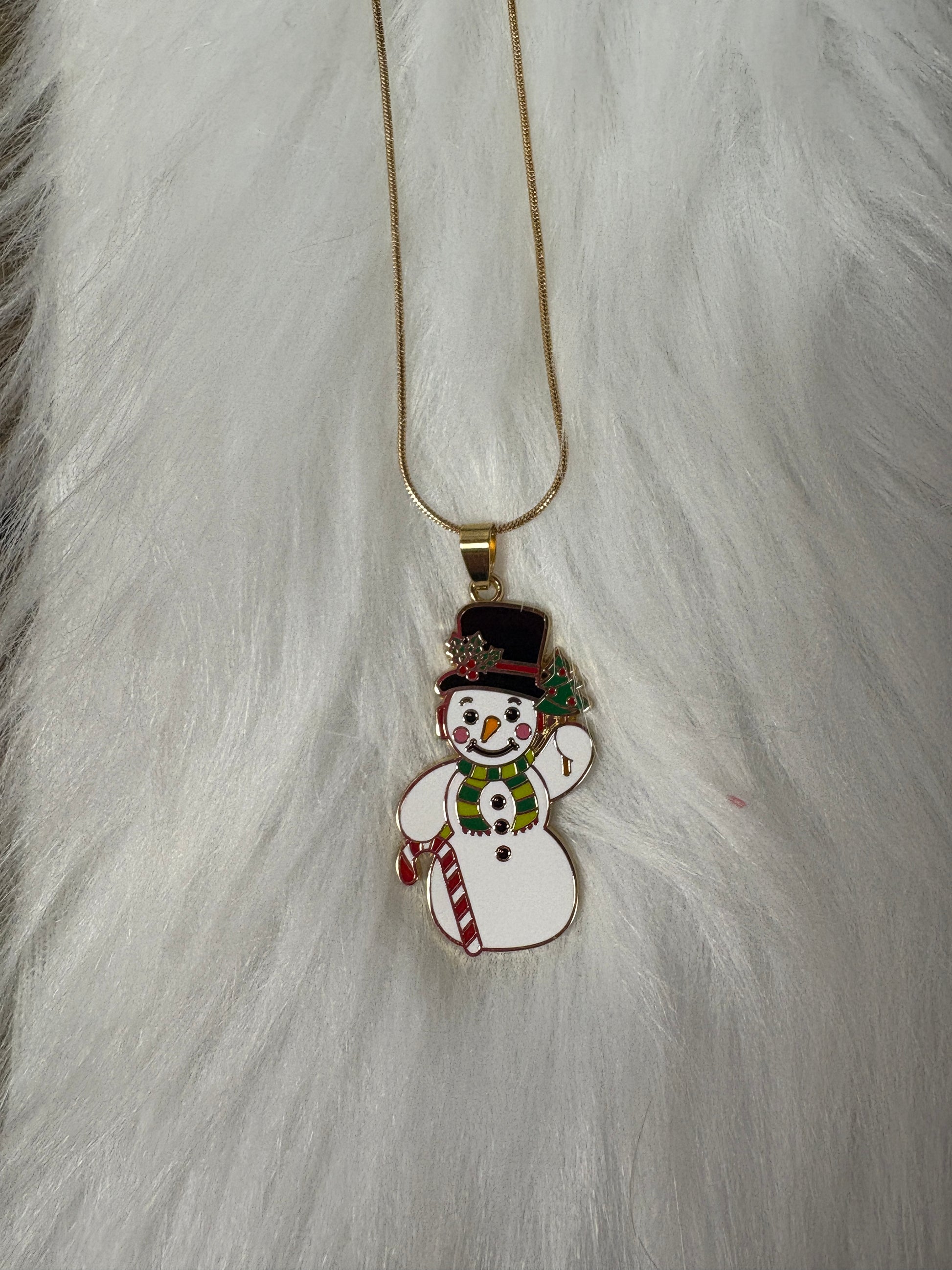 Snowman Pendant on a Gold Chain NecklacePink tiful of LOVE