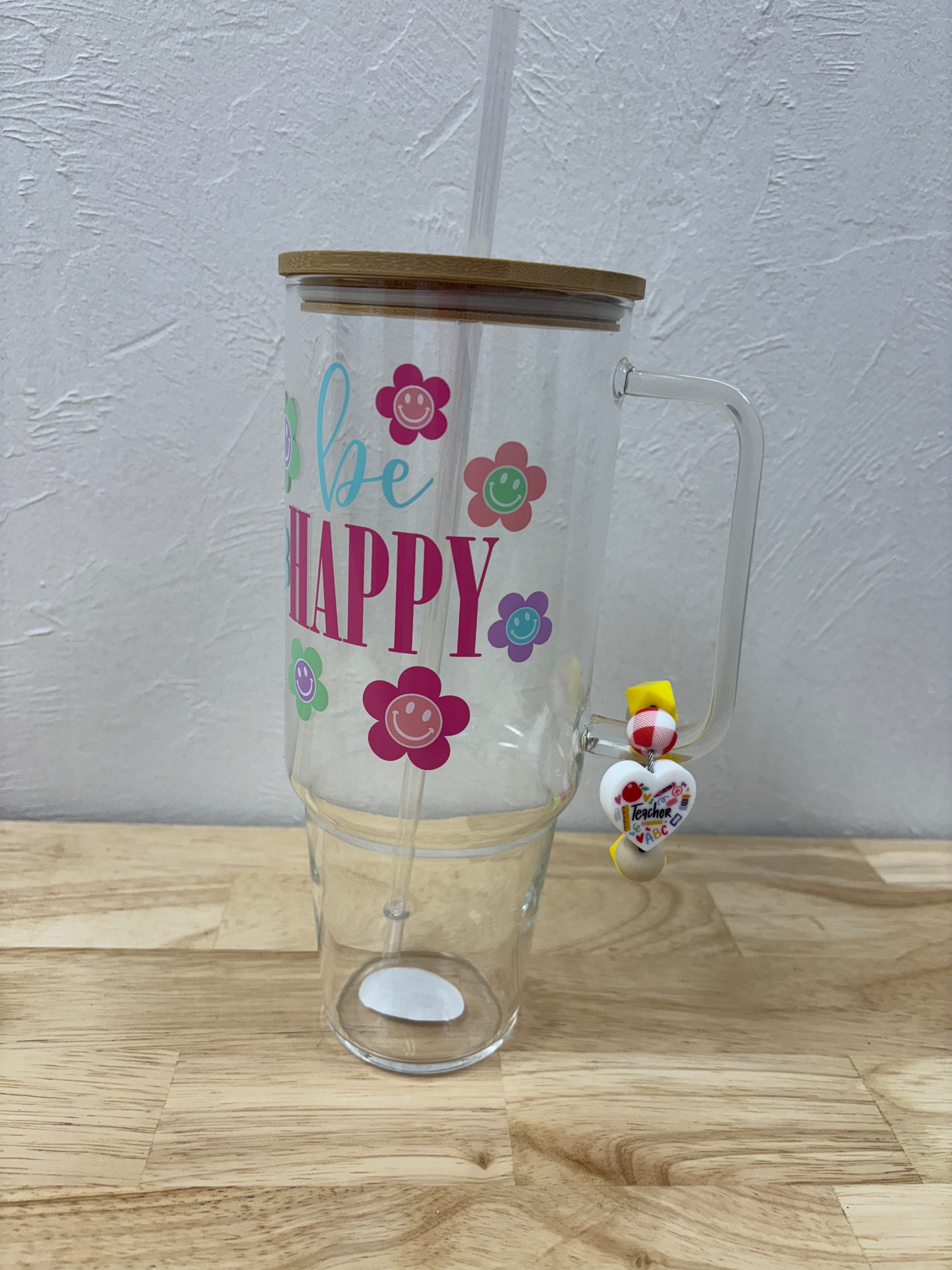 Teacher Beverage Cup/Tumbler Charm and Beadable Pen SetPink tiful of LOVE